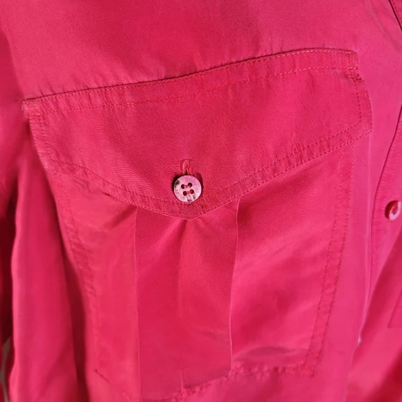 Womans James River Traders Red Silk Long sleeve Blouse size Medium - Picture 3 of 9